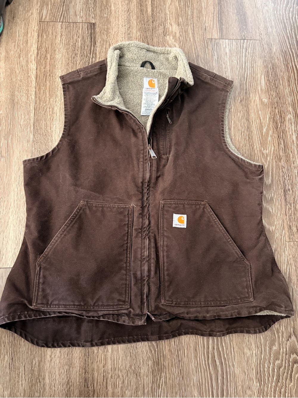 Carhartt women’s XL Brown Sherpa-Lined Work Vest